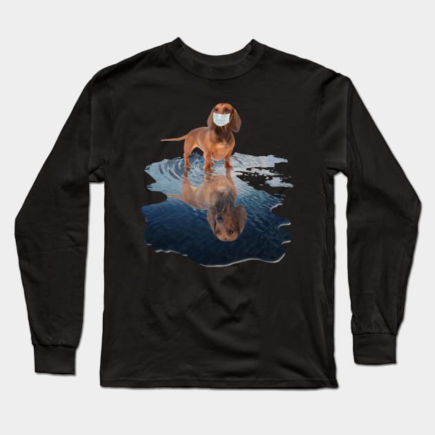 Dachshund Dogs Lover - Dachshund Face Mask Funny - Dachshund T-Shirt Long Sleeve T-Shirt by AteezStore